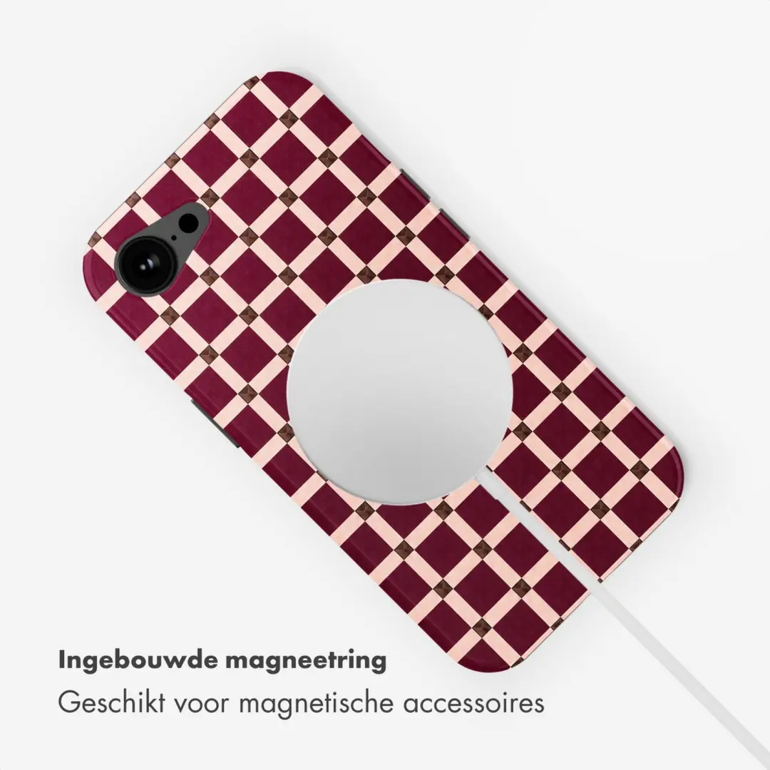 Selencia Check This Burgundy Hoesje iPhone 16e/17e MagSafe - afbeelding 5 van 6