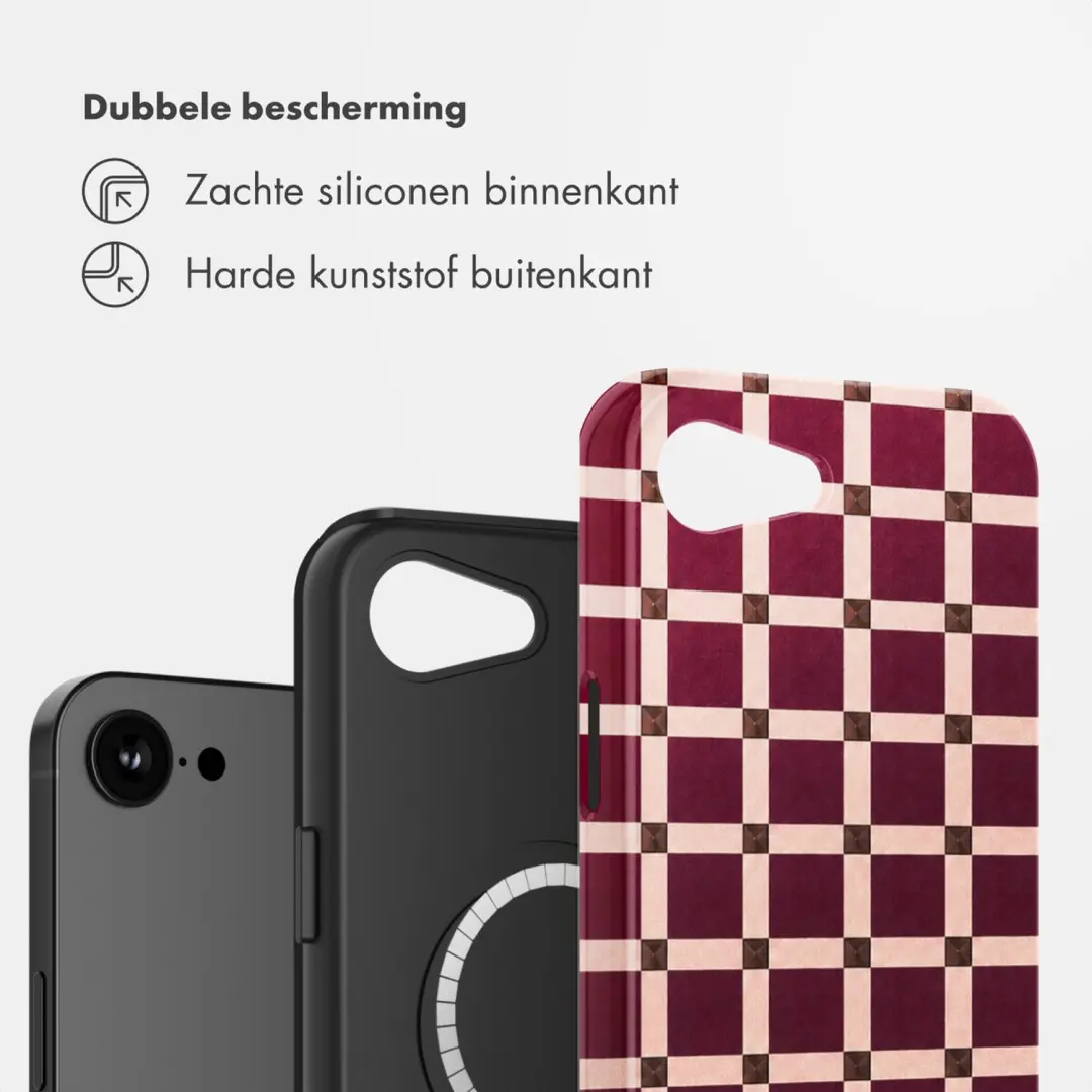 Selencia Check This Burgundy Hoesje iPhone 16e/17e MagSafe - afbeelding 2 van 6