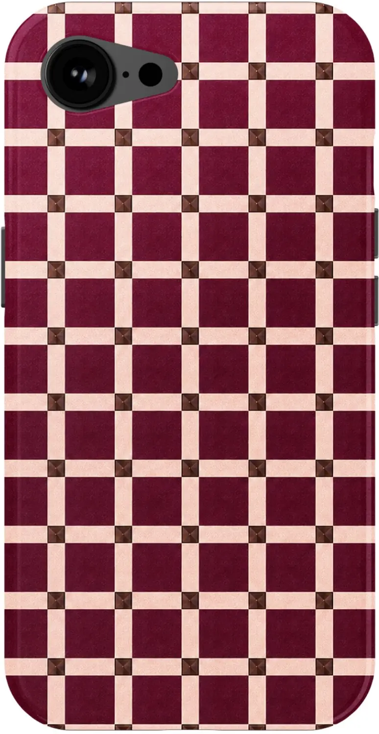 Selencia Check This Burgundy Hoesje iPhone 16e/17e MagSafe
