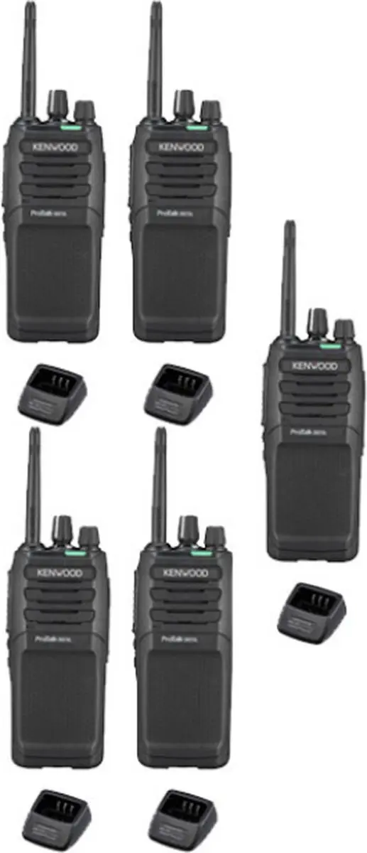 Set van 5 Kenwood TK-3701D IP55 Portofoon met tafellader