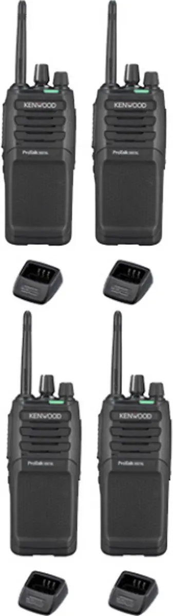 Set van 4 Kenwood TK-3701D IP55 Portofoon met tafellader