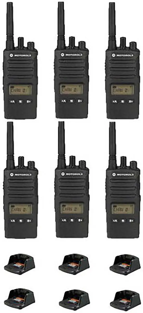 Set van 6 Motorola XT460 IP55 PMR446 Portofoon met tafellader
