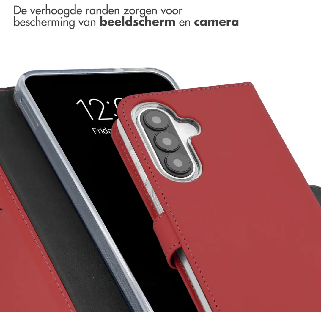 Selencia Echt Lederen Bookcase Hoesje Samsung Galaxy A27 Rood - afbeelding 4 van 5