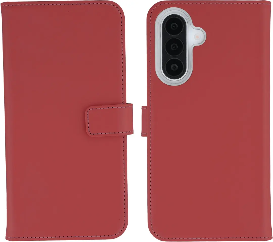Selencia Echt Lederen Bookcase Hoesje Samsung Galaxy A27 Rood