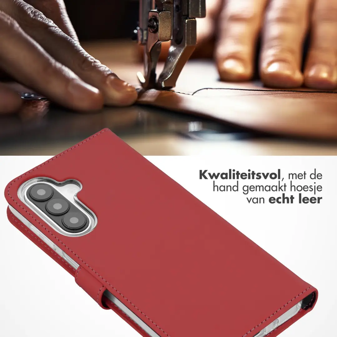 Selencia Echt Lederen Bookcase Hoesje Samsung Galaxy A27 Rood - afbeelding 2 van 5