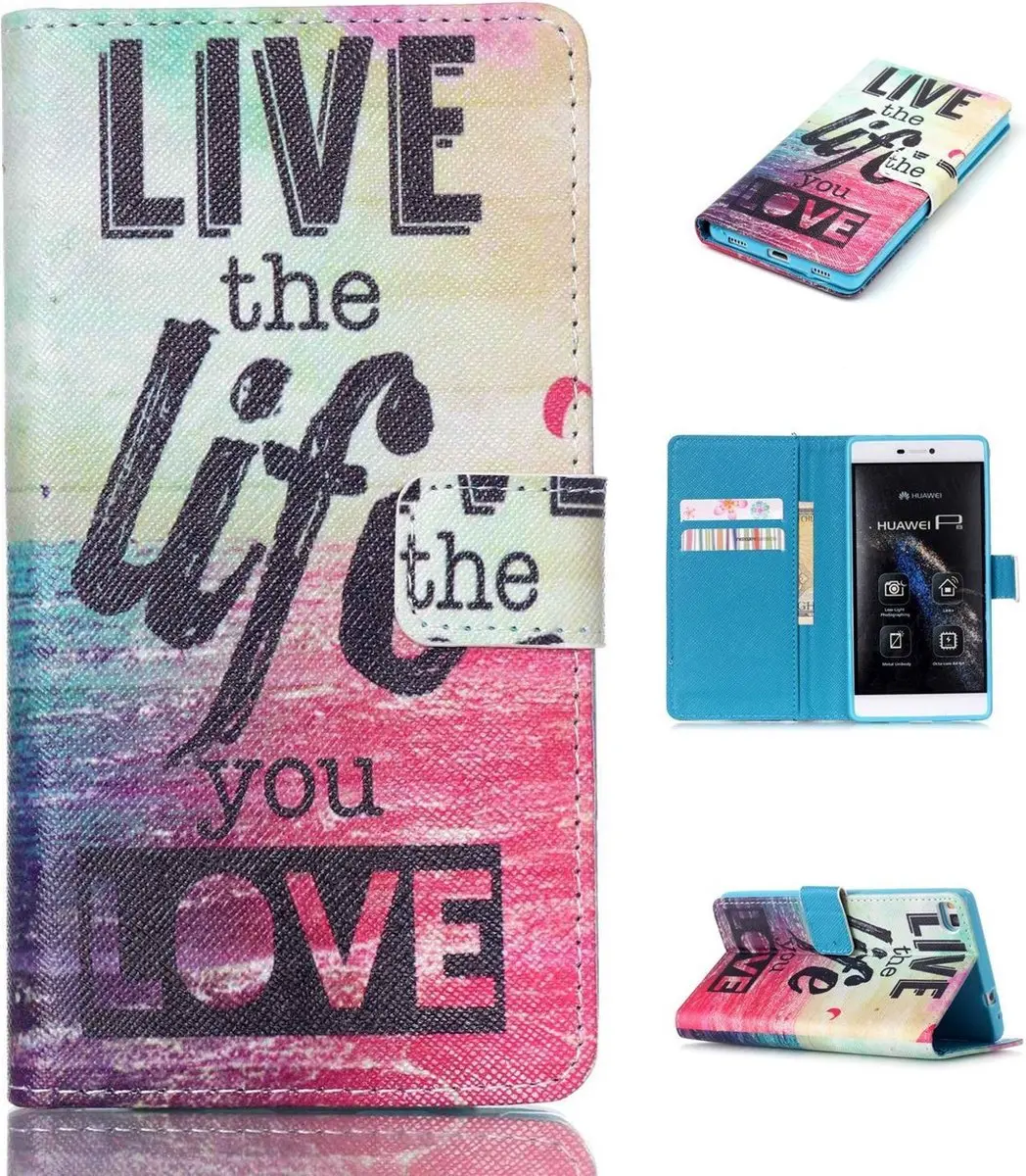 iCarer Live the life wallet case hoesje Geschikt voor: Huawei P9