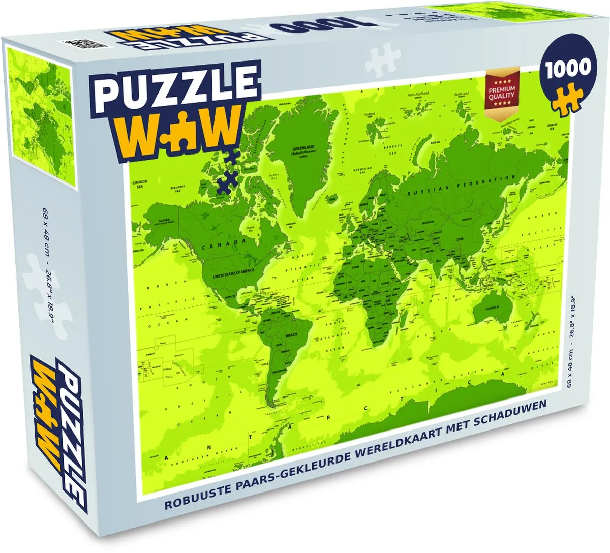 PuzzleWow Wereldkaart Legpuzzel 1000 Stuks