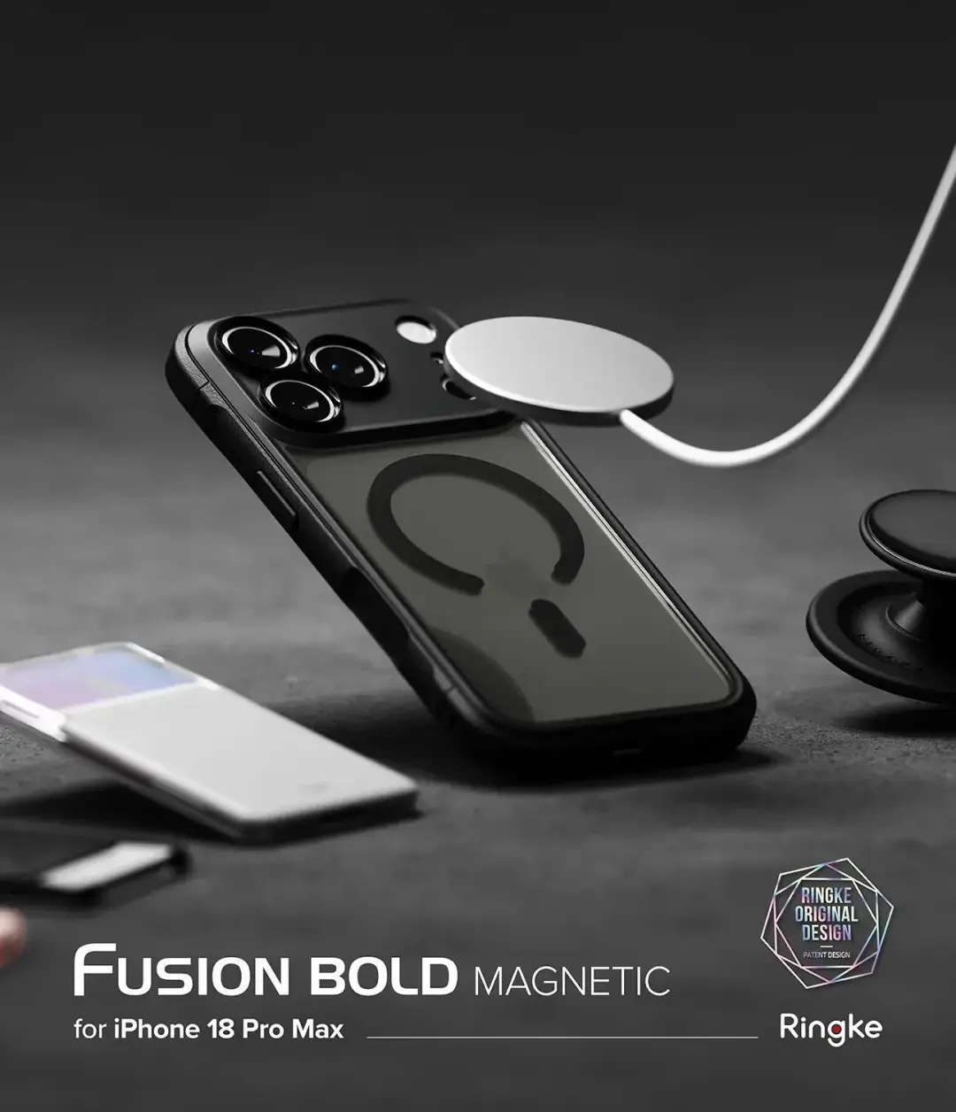Ringke Fusion Bold Magnetic iPhone 18 Pro Max hoesje - Matte Zwart - afbeelding 2 van 6