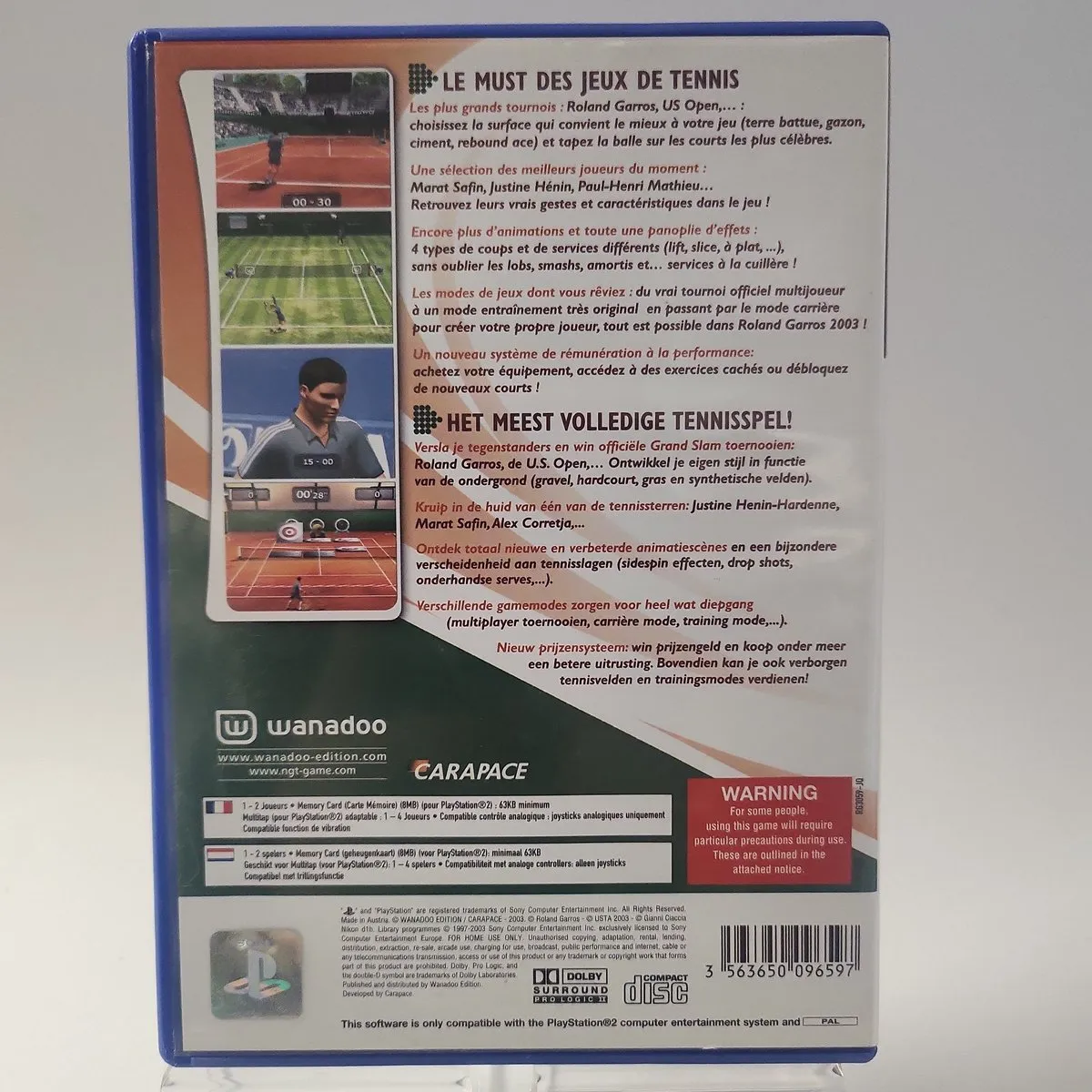 Sony PlayStation Roland Garros 2003 Justin Henin