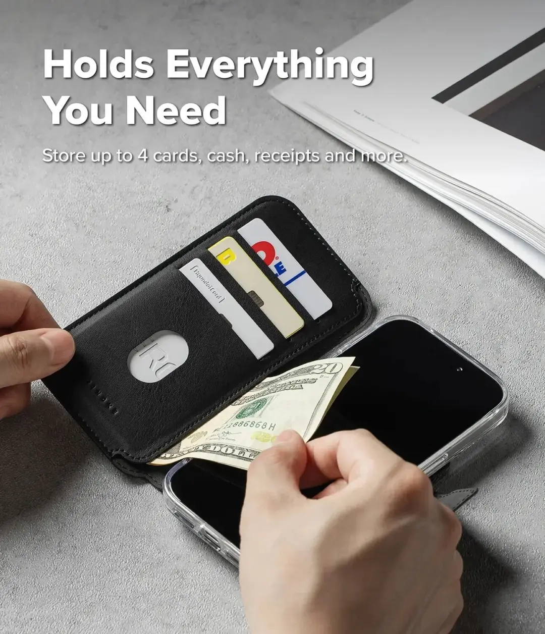 Ringke Folio Grip Wallet Magnetic iPhone 18 Pro Max hoesje - Zwart - afbeelding 5 van 6