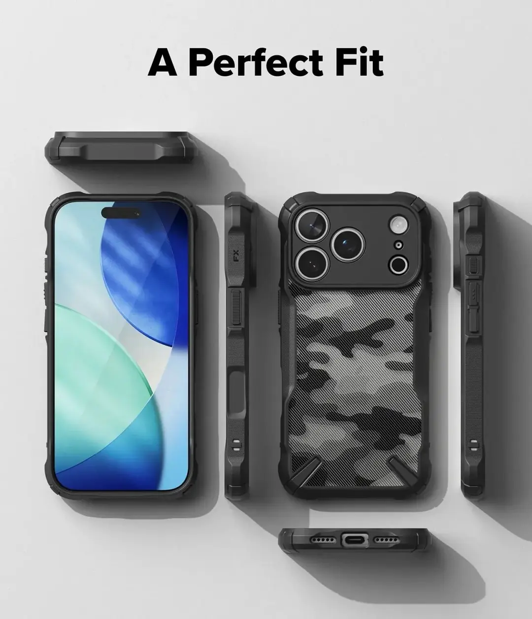 Ringke Fusion X Hoesje iPhone 18 Pro/17 Pro Camo Zwart - afbeelding 5 van 6