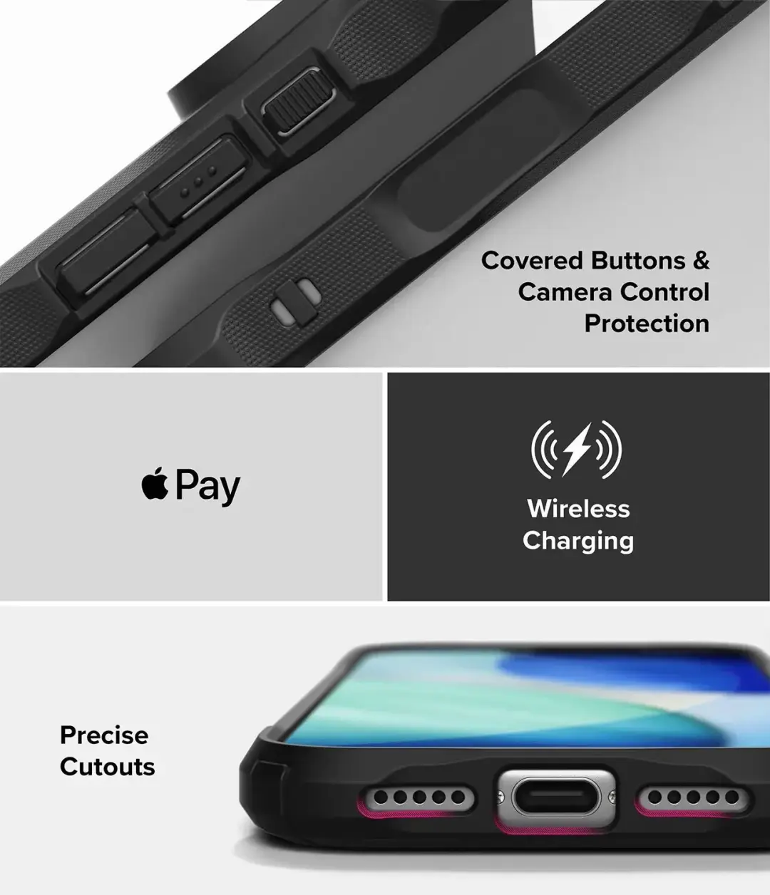 Ringke Fusion X Hoesje iPhone 18 Pro/17 Pro Camo Zwart - afbeelding 3 van 6