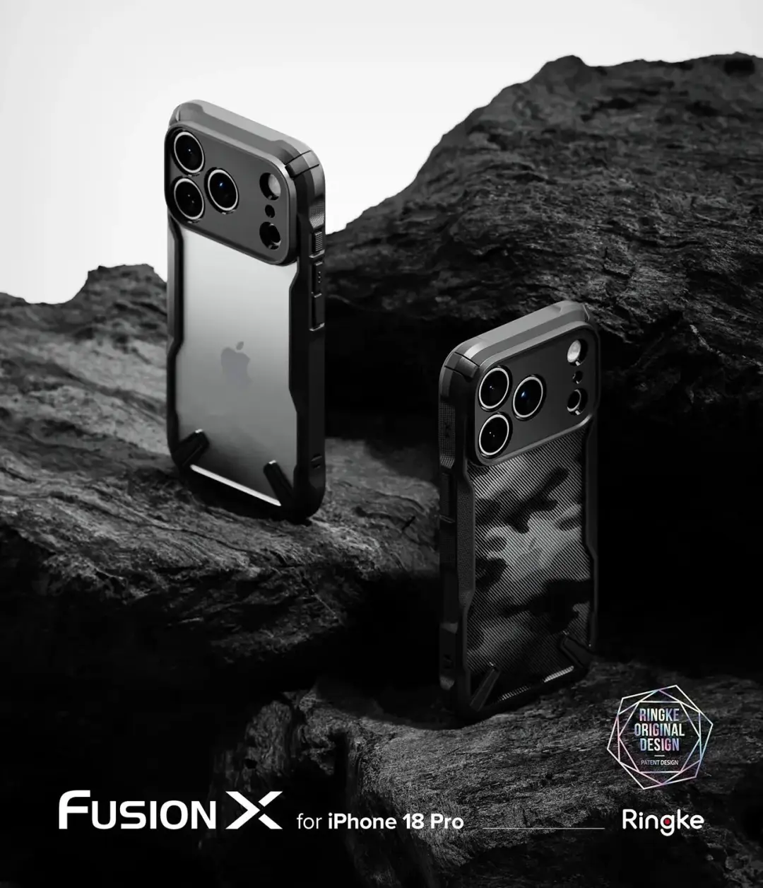 Ringke Fusion X Hoesje iPhone 18 Pro/17 Pro Camo Zwart - afbeelding 2 van 6