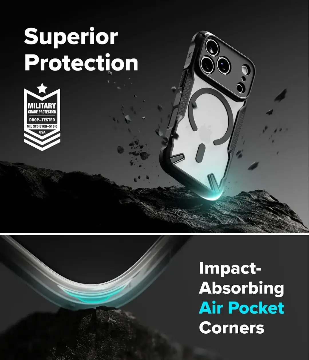 Ringke Fusion X Magnetic iPhone 18 Pro Hoesje - Zwart - afbeelding 2 van 6