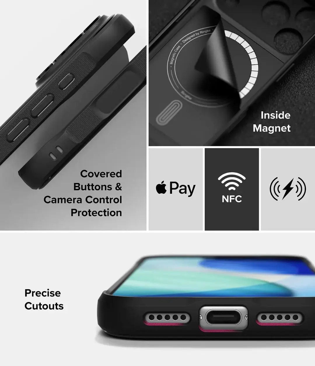 Ringke Onyx Magnetic Hoesje iPhone 18 Pro/17 Pro - Groen - afbeelding 4 van 6