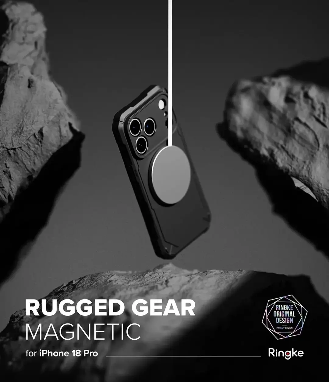 Ringke Rugged Gear Magnetic iPhone 18 Pro Hoesje - Zwart - afbeelding 4 van 6