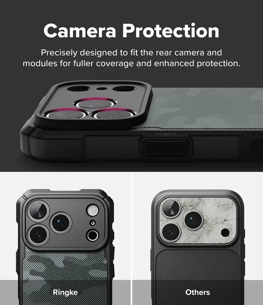 Ringke Rugged Gear Magnetic iPhone 18 Pro hoesje - Camo Zwart - afbeelding 2 van 6