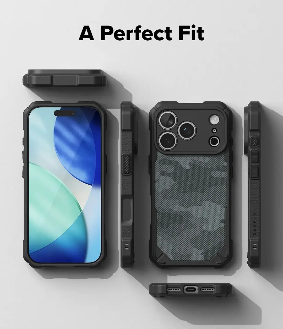 Ringke Rugged Gear Magnetic iPhone 18 Pro hoesje - Camo Zwart - afbeelding 6 van 6