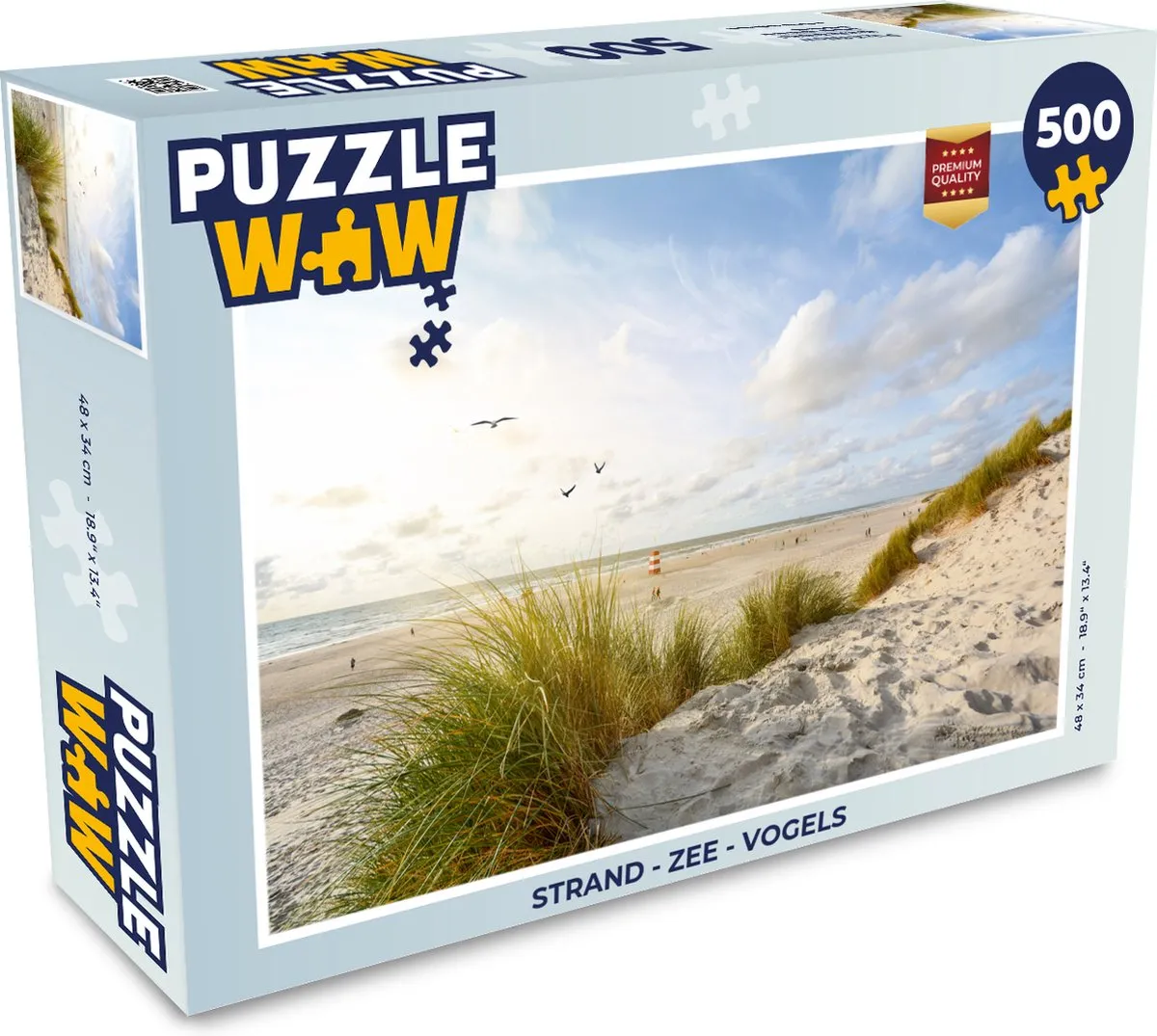 PuzzleWow Strand Zee Vogels Legpuzzel 500 Stuks