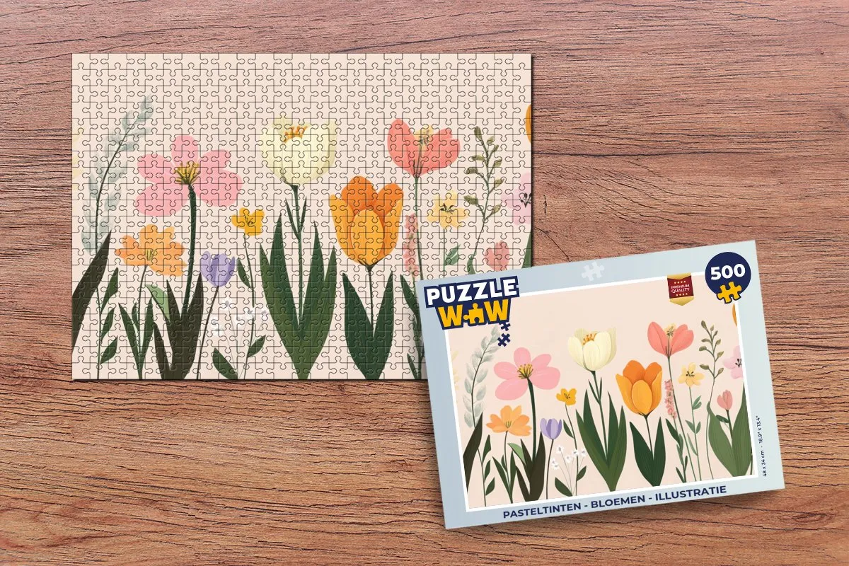 PuzzleWow Bloemen Legpuzzel 500 Stuks - Pasteltinten