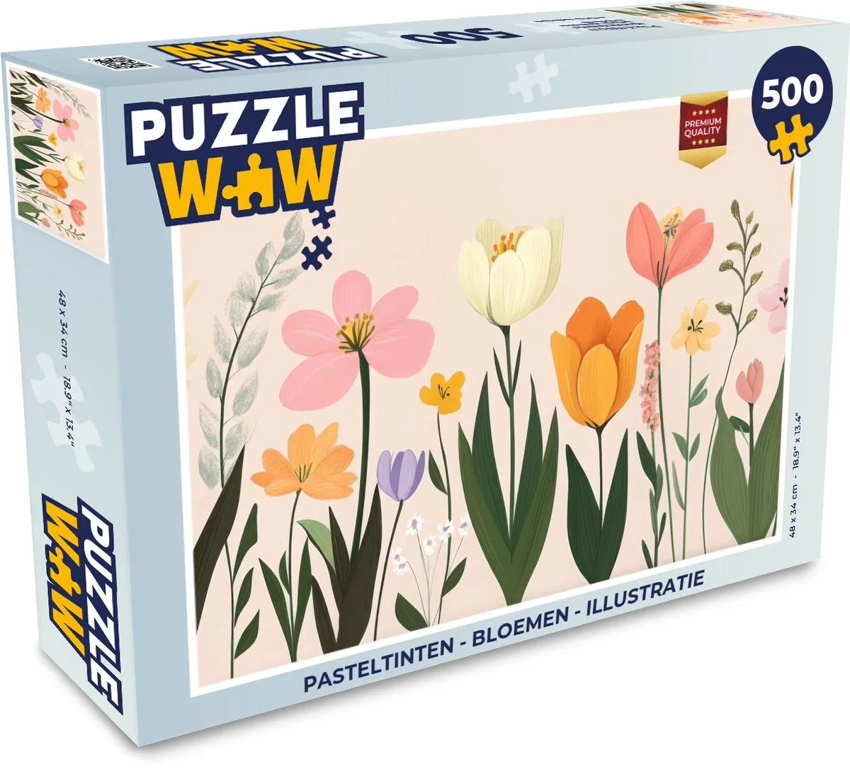 PuzzleWow Bloemen Legpuzzel 500 Stuks - Pasteltinten