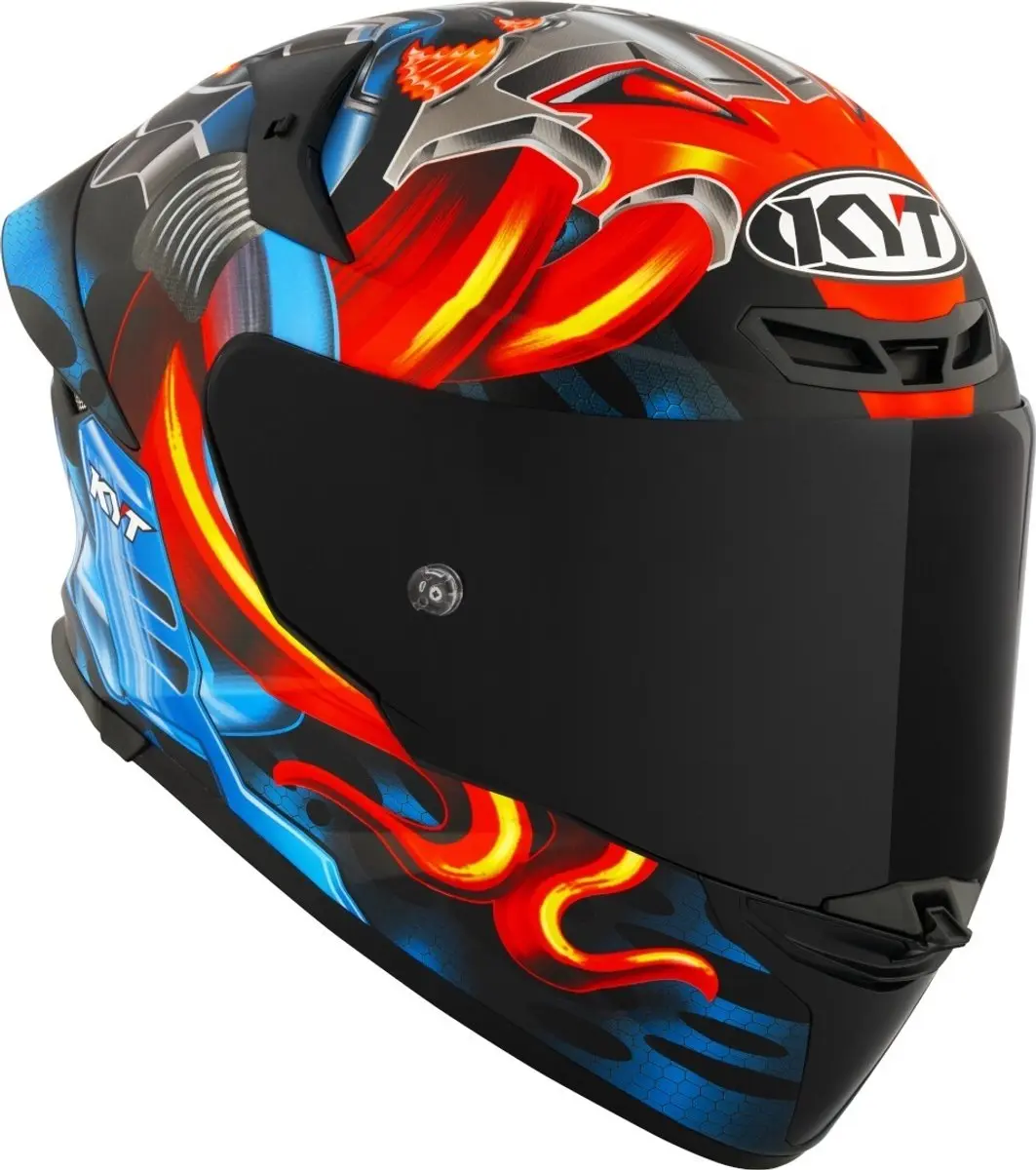 KYT TT-Revo Magnet Integraalhelm - Rood Blauw - afbeelding 6 van 6