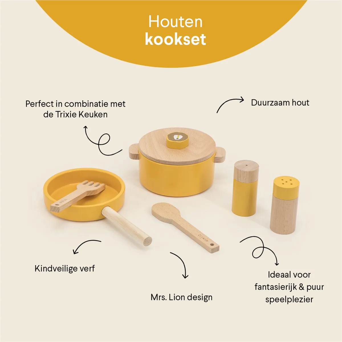 Trixie Houten Kookset Mr. Lion - Geel