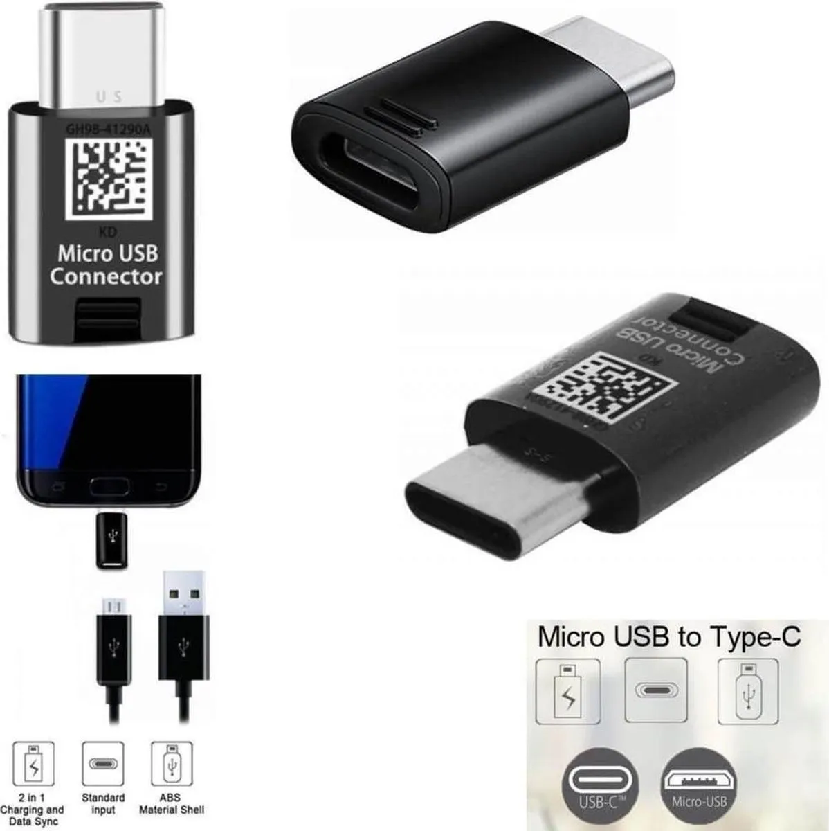 Samsung GH98-40218A Type C naar Micro USB Kabel - Zwart