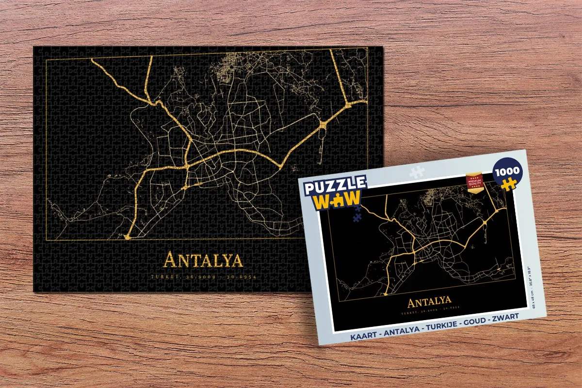 PuzzleWow Antalya Legpuzzel 1000 Stuks - Goud/Zwart