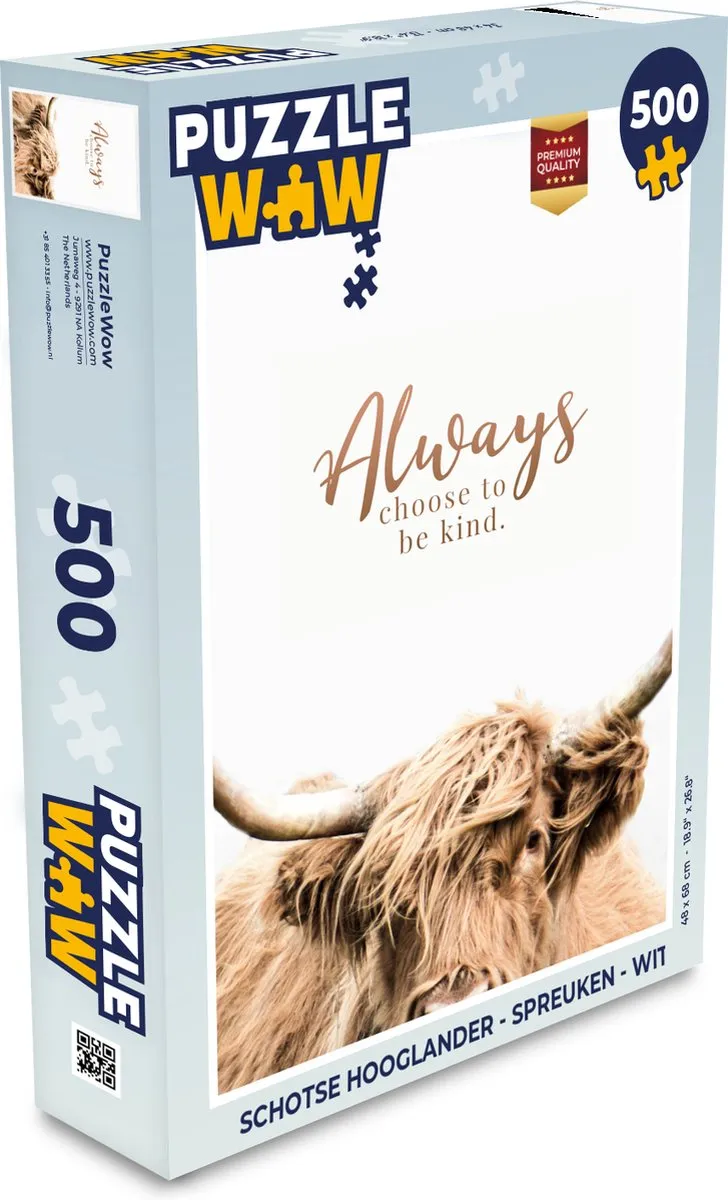 PuzzleWow Schotse Hooglander Legpuzzel 500 Stuks
