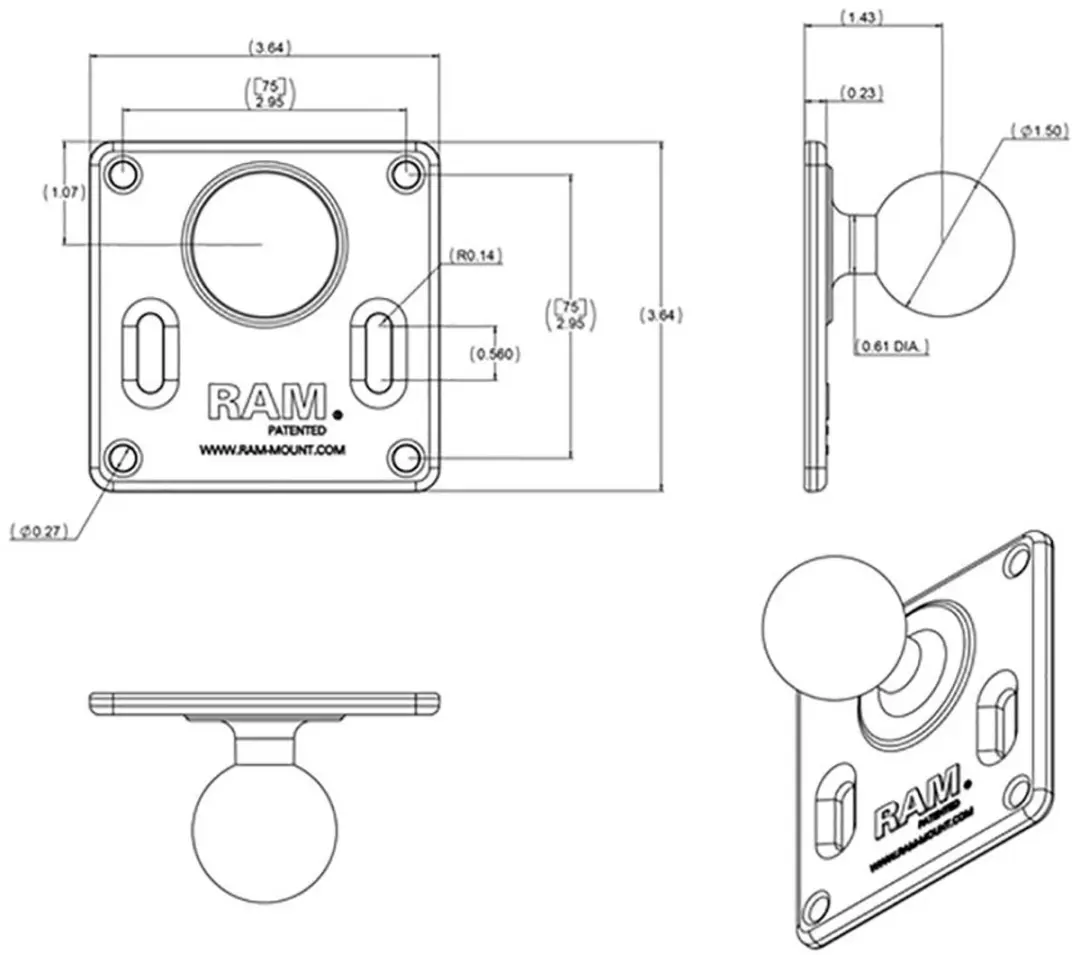 RAM Mounts RAM-2461U Smartphonehouder - Zwart - afbeelding 5 van 6