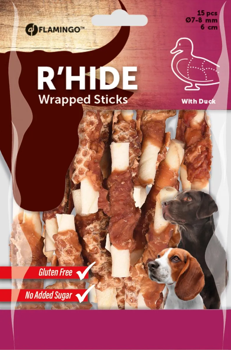 Flamingo R'hide Snack Honden Staaf - Eend 7/8mm 6cm - 15 Stuks - afbeelding 2 van 2