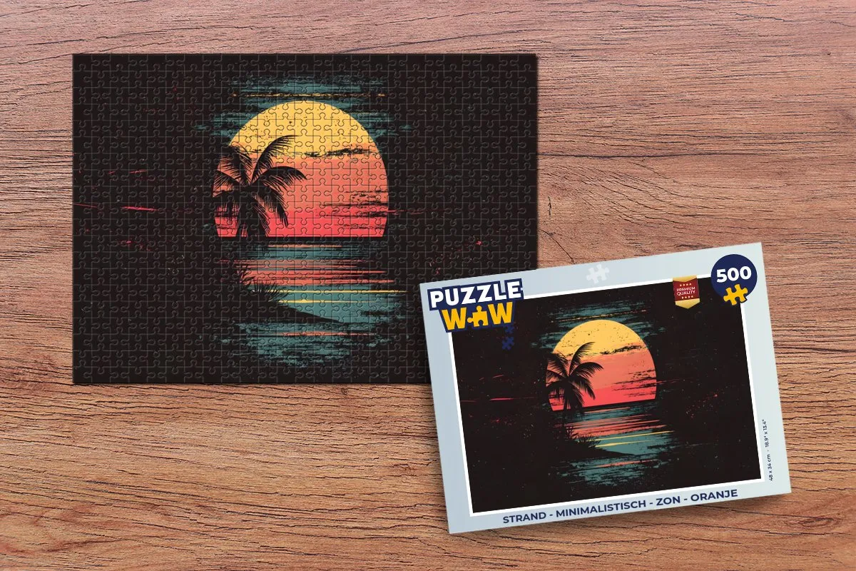 PuzzleWow Strand Minimalistisch Legpuzzel 500 Stuks - Oranje