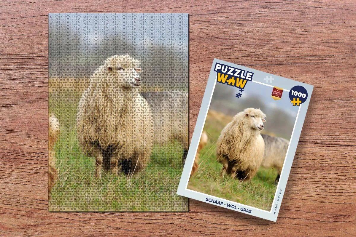 PuzzleWow Wol Gras Legpuzzel 1000 Stuks - Multicolor