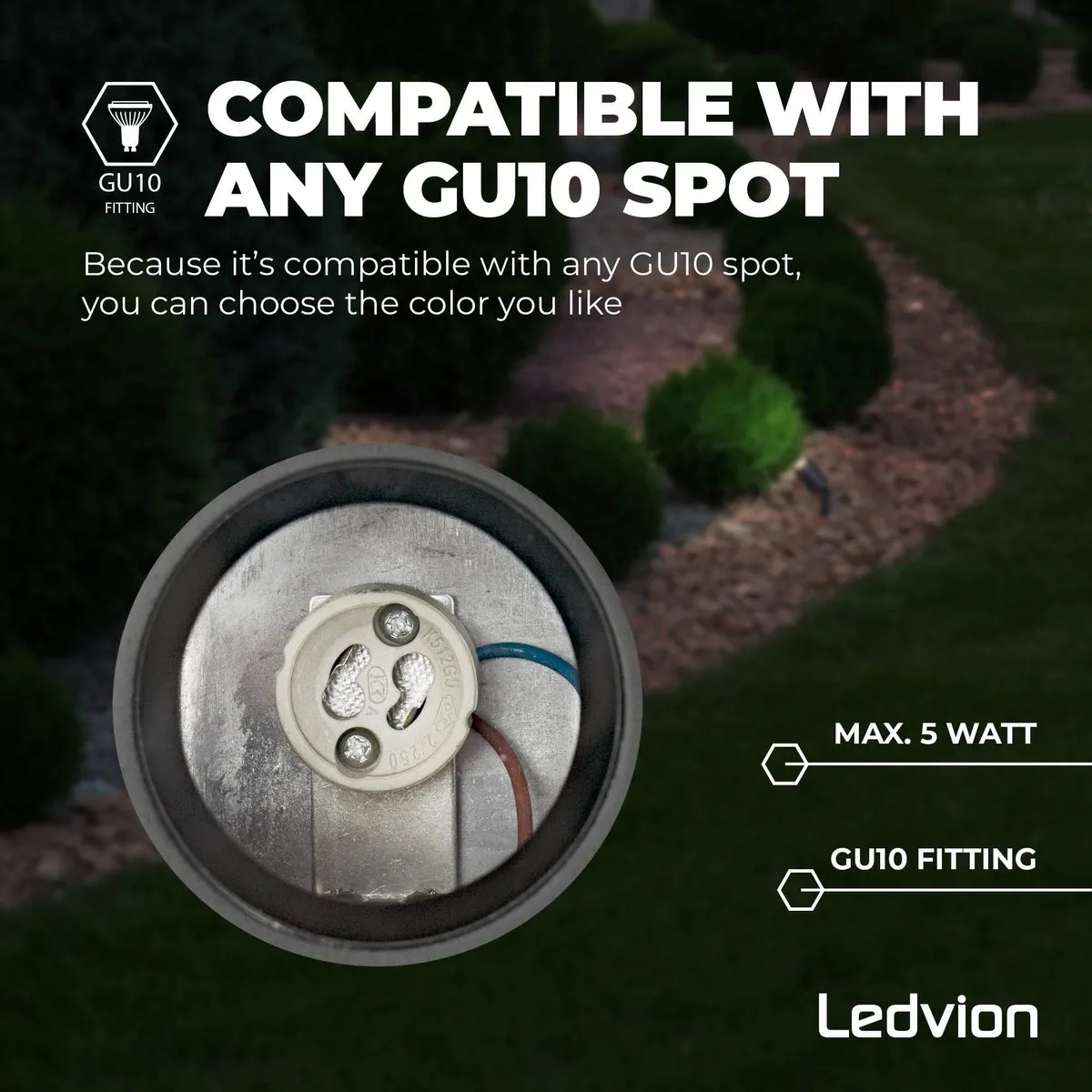 Ledvion LED Prikspots 5W - Zwart - IP65