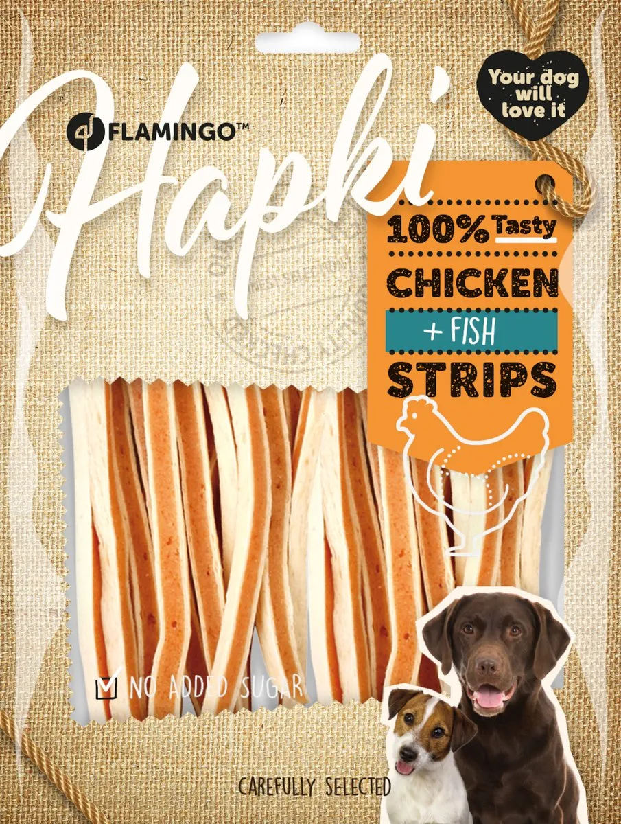 Flamingo Hondensnacks Kip & Vis Strips 400g
