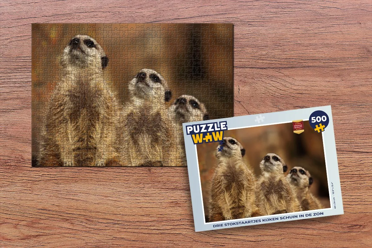PuzzleWow Stokstaartjes Legpuzzel 500 Stuks