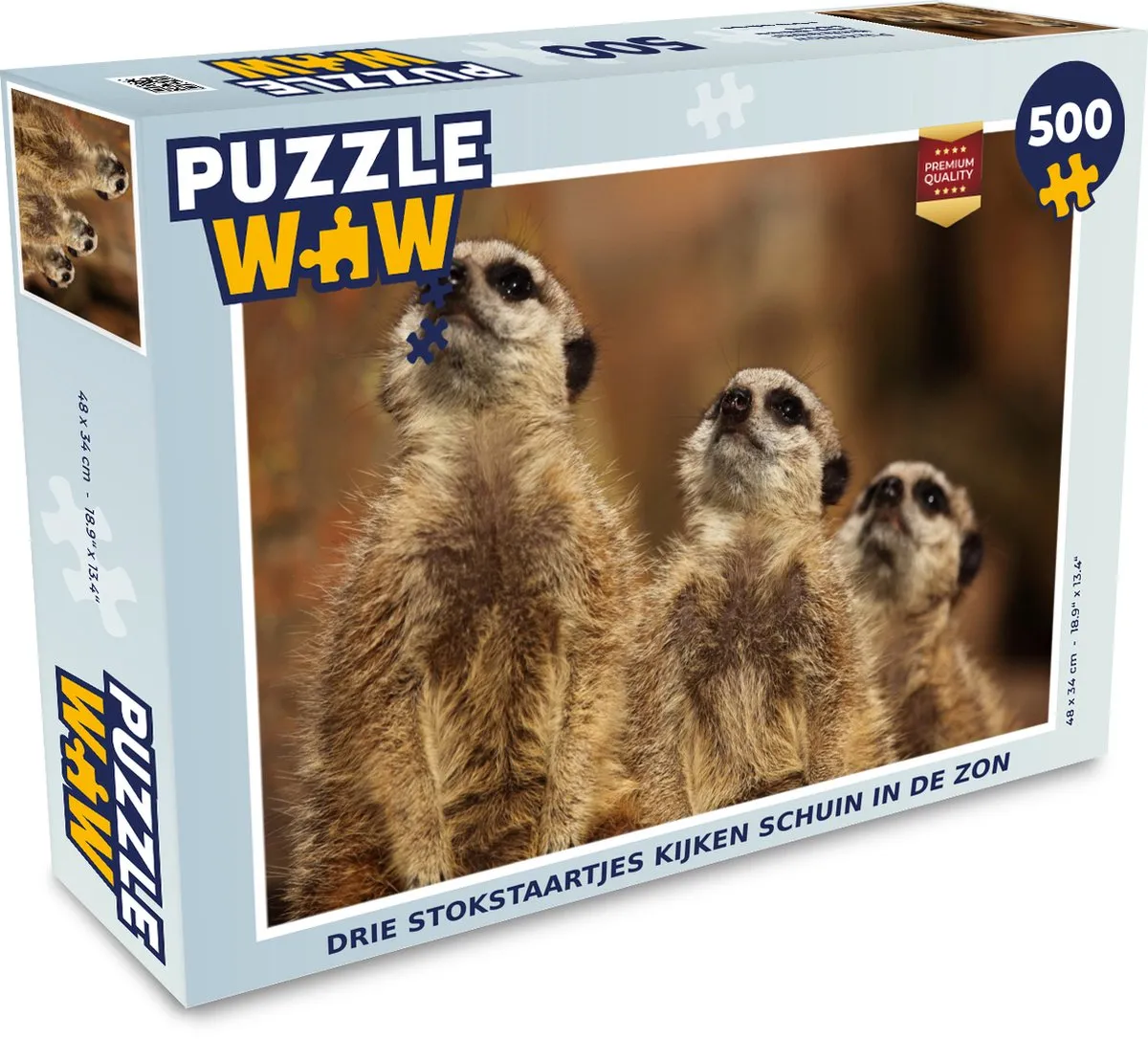 PuzzleWow Stokstaartjes Legpuzzel 500 Stuks - Multicolor