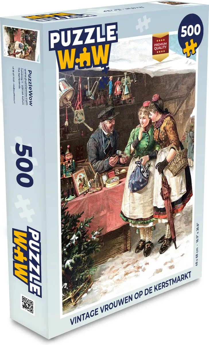 PuzzleWow Kerstmarkt Vintage Legpuzzel 500 Stuks