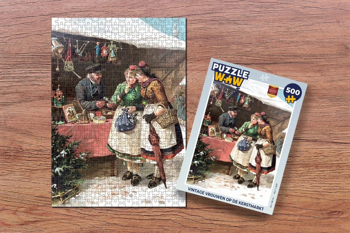 PuzzleWow Kerstmarkt Vintage Legpuzzel 500 Stuks - Multicolor