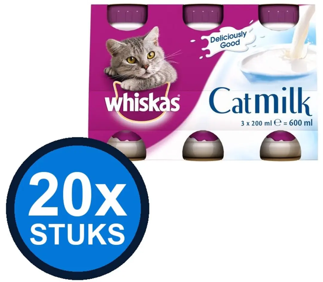 Whiskas Catmilk Flesje 200ml - 5 Stuks