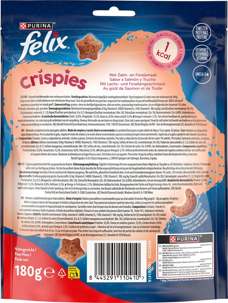 Felix Crispies Maxipack Zalm & Forel - 5x180g - afbeelding 6 van 6