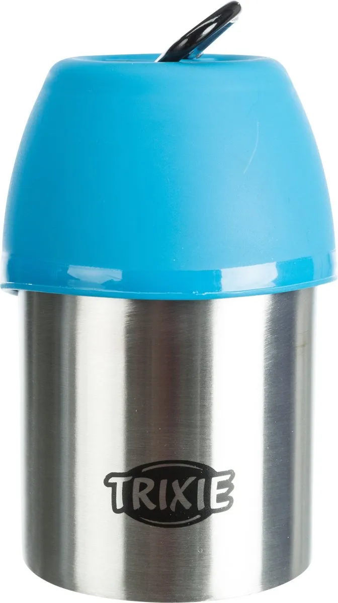 Trixie RVS Drinkfles met Bakje 750ml - Blauw/Zwart
