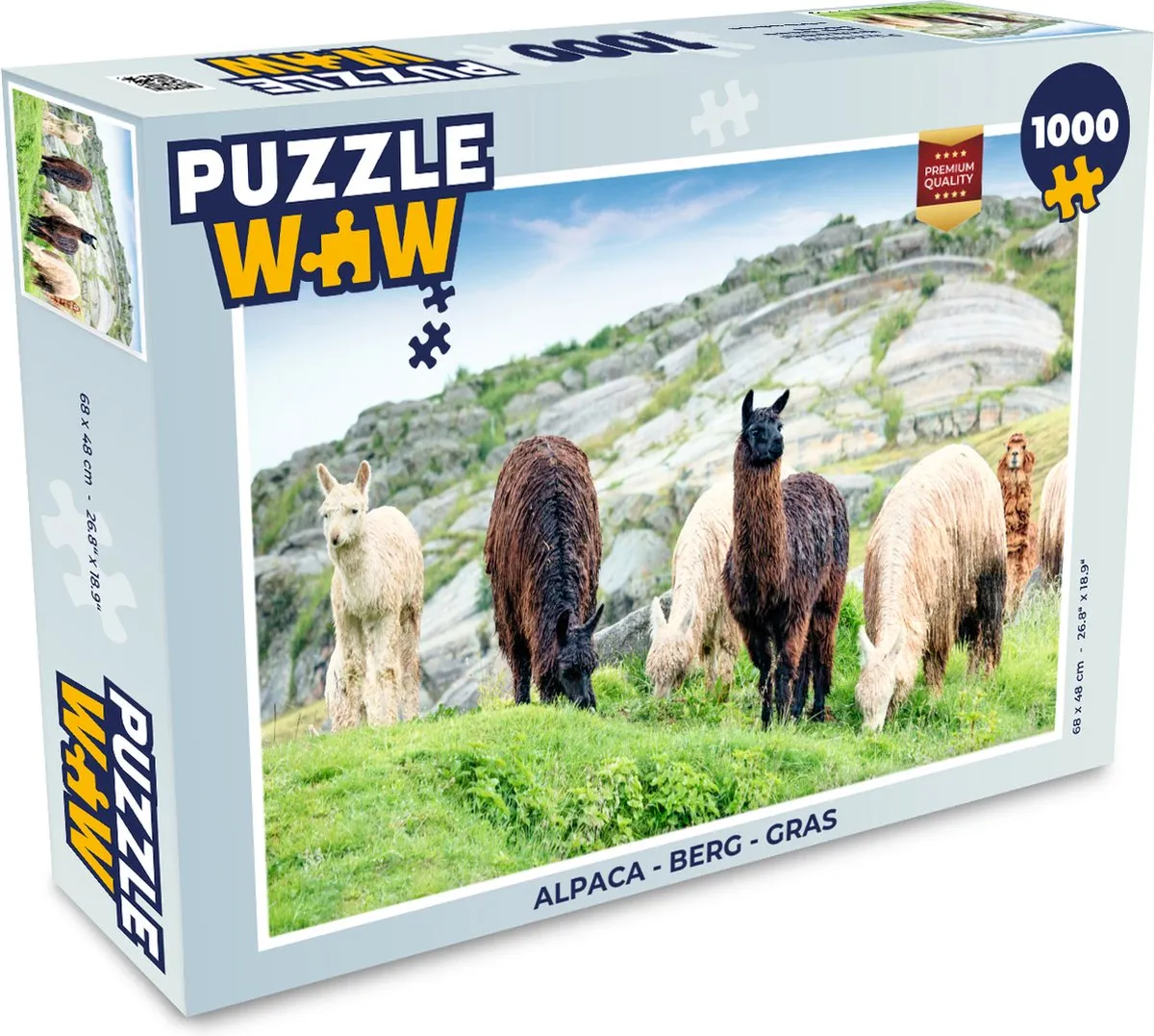 PuzzleWow Alpaca Berg Gras Legpuzzel 1000 Stuks
