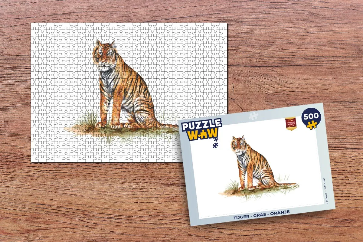 PuzzleWow Tijger Gras Legpuzzel 500 Stuks - Multicolor