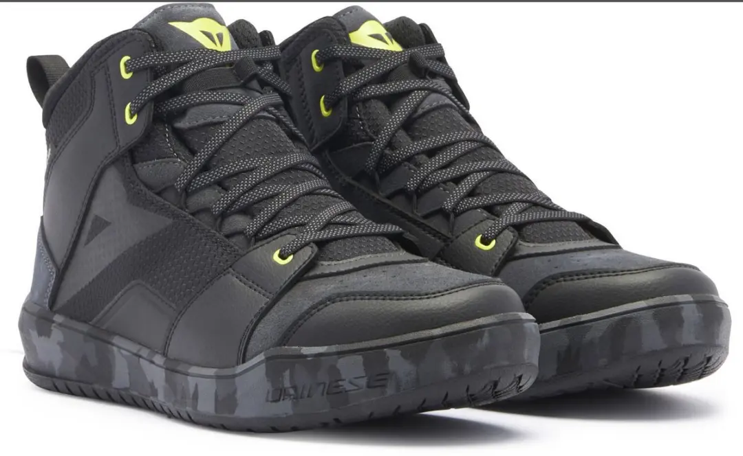 Dainese Suburb D-WP Zwart Camo Acid Geel Waterdichte Motorschoenen