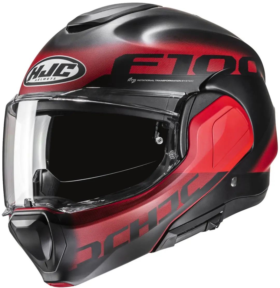 HJC F100 Hetal Zwart Rood Systeemhelm