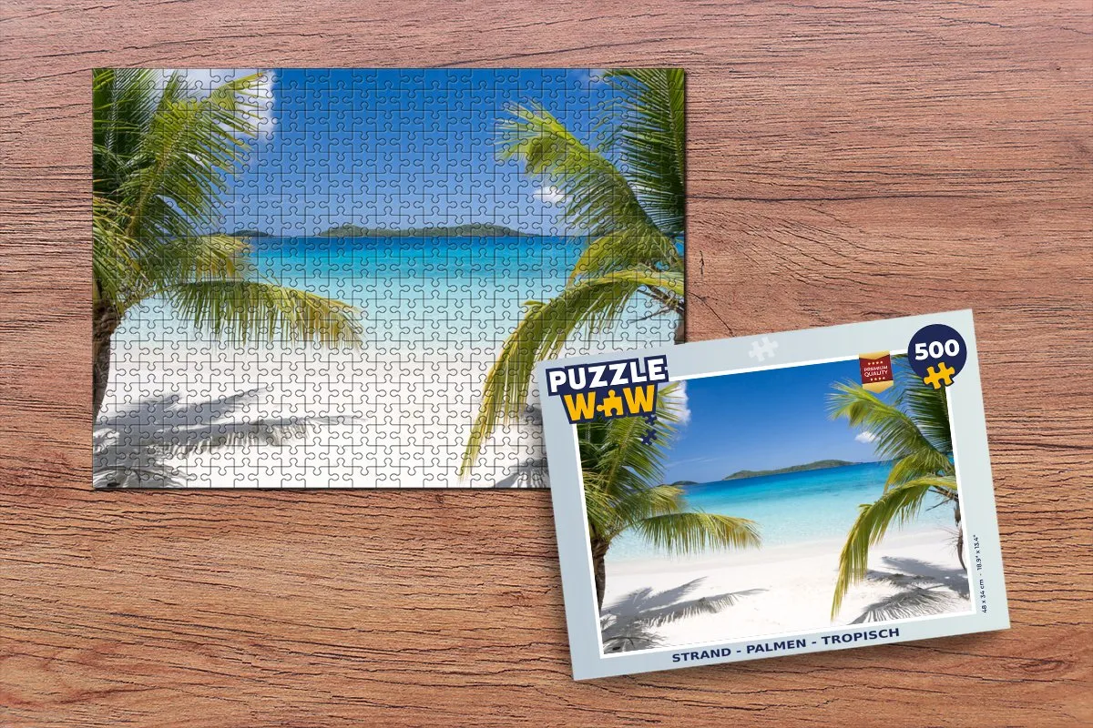 PuzzleWow Strand Palmen Tropisch Legpuzzel 500 Stuks - Multicolor