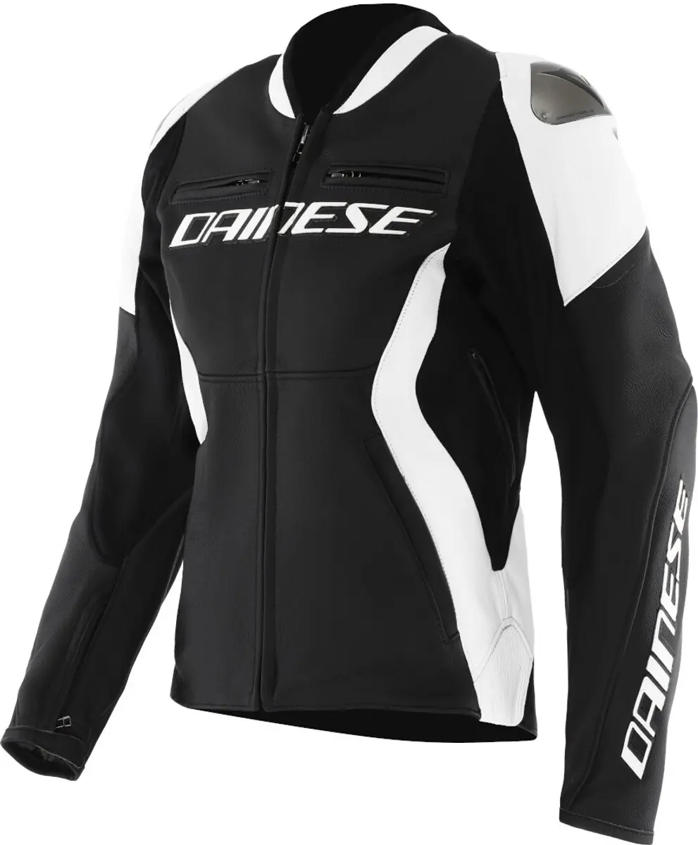 Dainese Racing 5 Dames Zwart Wit Leren Motorjas