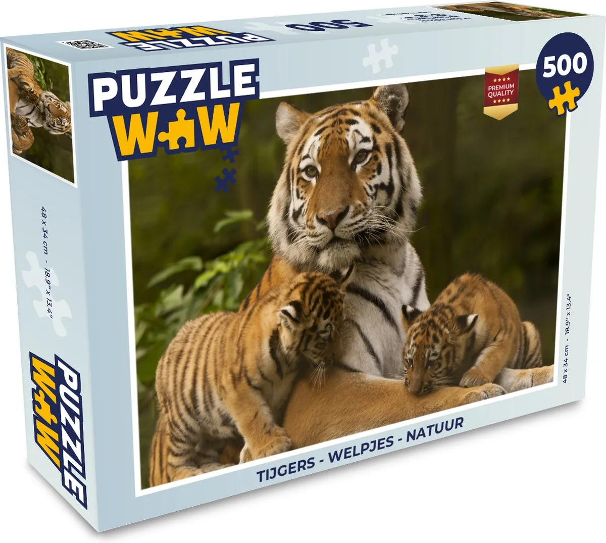 PuzzleWow Tijgers Welpjes Natuur Legpuzzel 500 Stuks